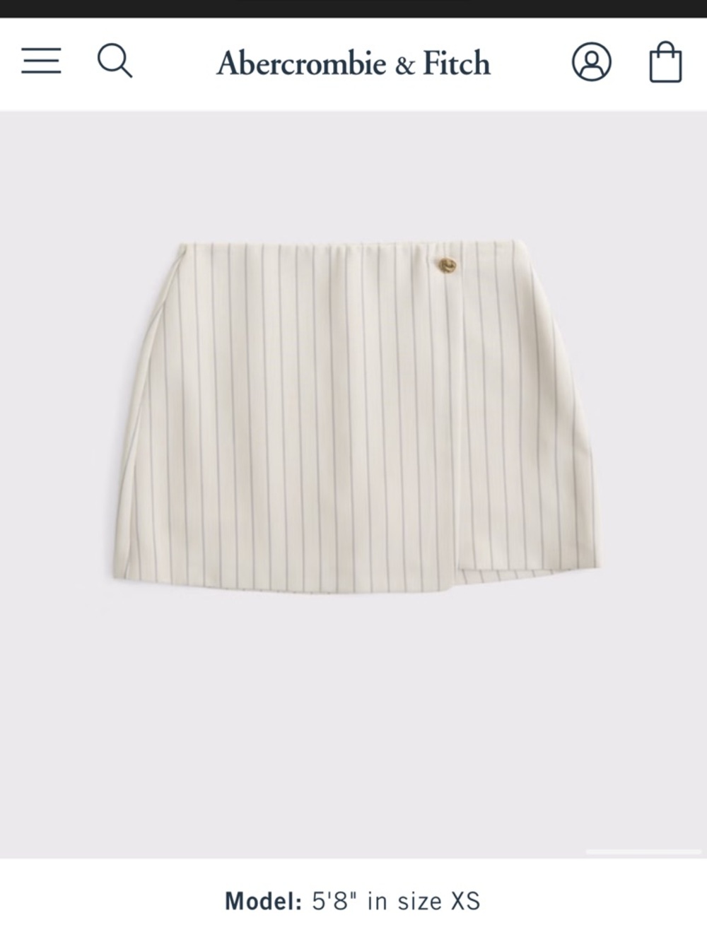 Abercrombie &fitch skirt wrap skort M NWOT 2026 spring beige pinstripe